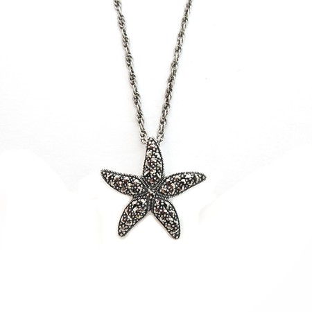 Marcasite Sterling Silver Starfish Pendant - Click Image to Close